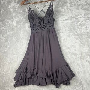 Free People Charcoal Lace Mini Dress